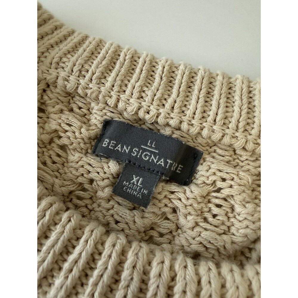 LL Bean Sweater Mens XL Cable Knit Signature Fisherman Sweater cotton 505183 Wea - Picture 4 of 12